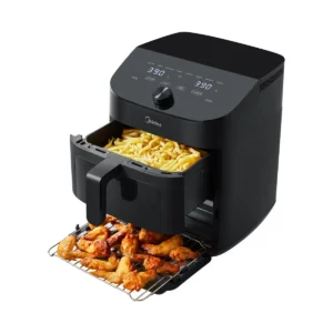 Midea Air Fryer, 11 Qt, Double Basket with Dual Cooking Zones, 8-In-1 Presets, Sync Finish Technology, Black